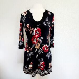 WHBM Black & Red Floral Mini Dress Size XS